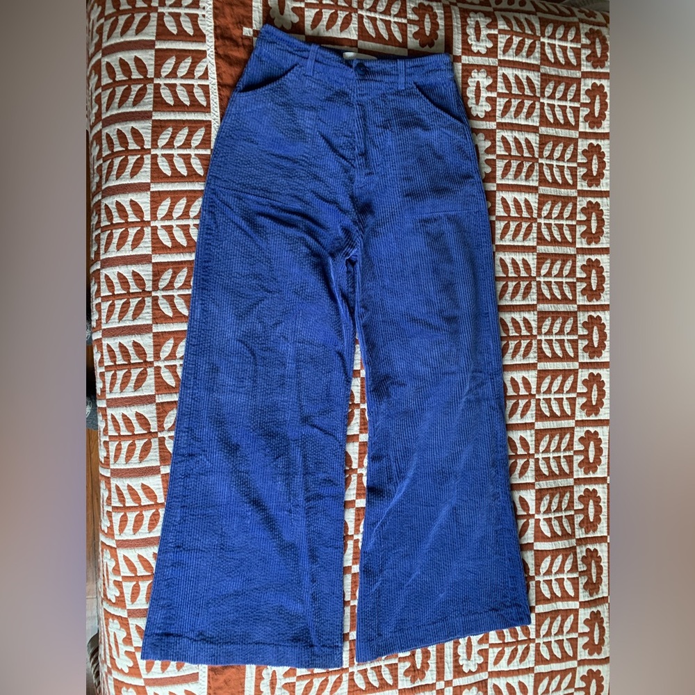 Blue Wide-Leg Corduroy Pants by Rolla’s